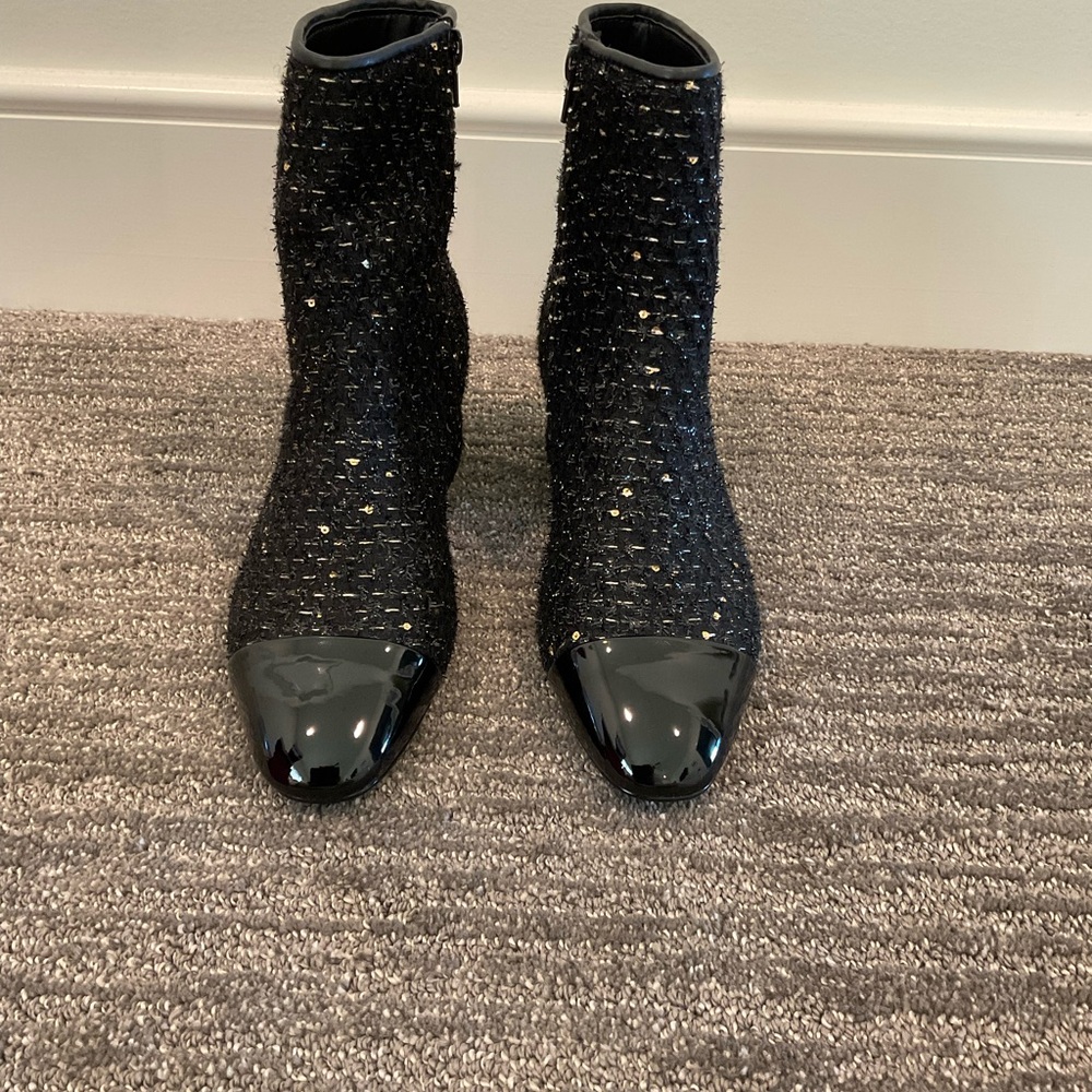 Steve Madden Eiffel Boot in Black Tweed Patent Toe - Picture 3 of 7